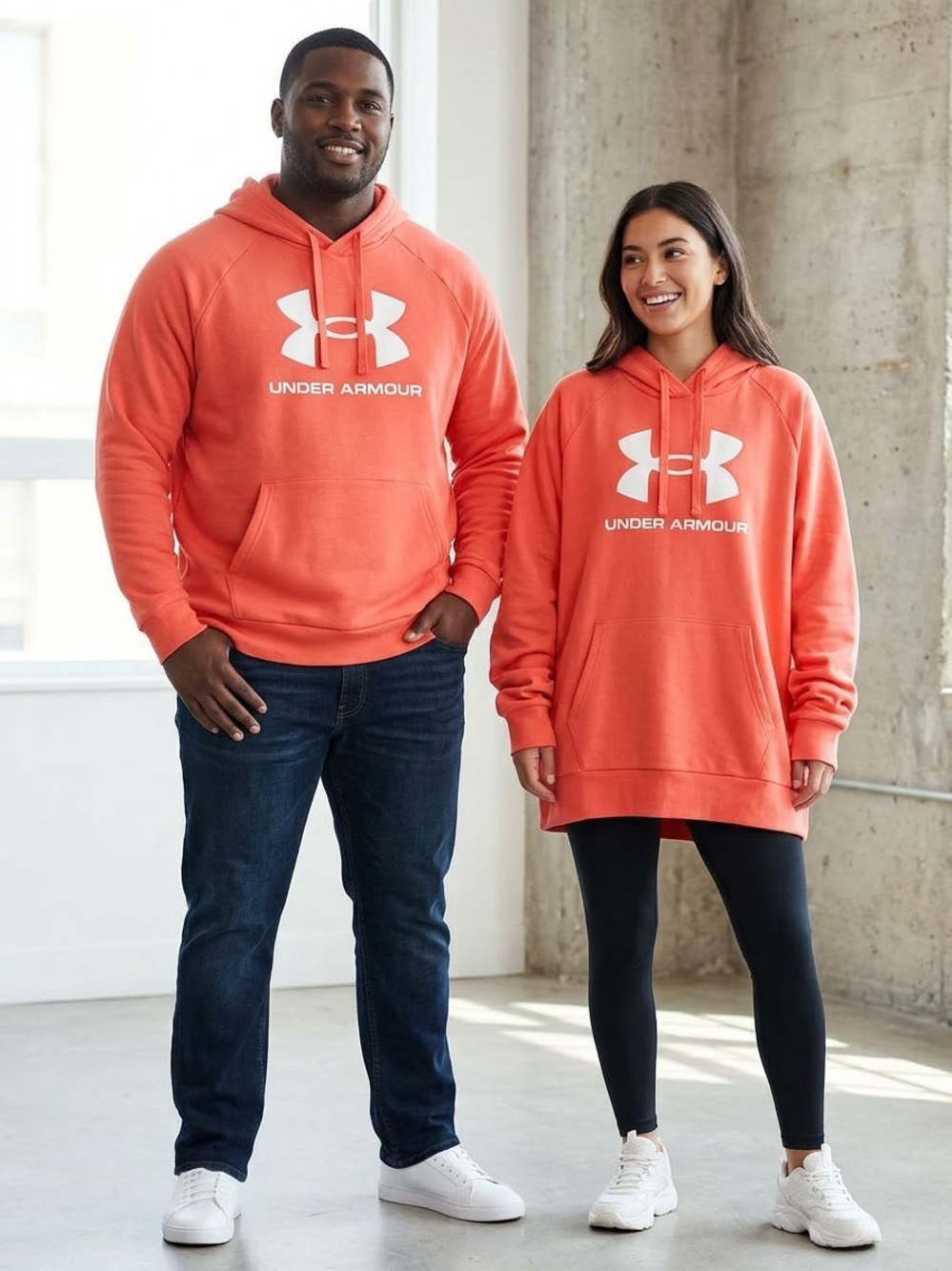 Under Armour Coral Orange Pullover Sweatshirt Hoodie, Size XXL or oversized